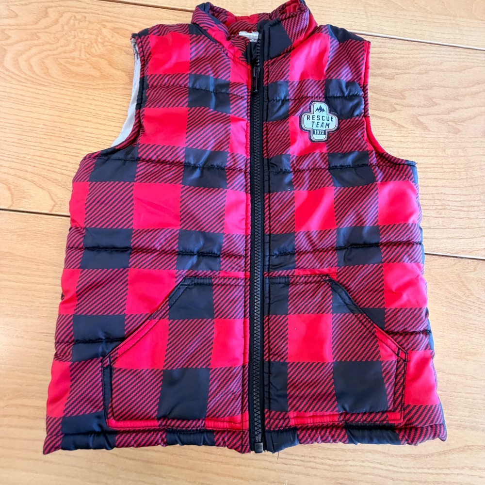 Healthtex Puffer Vest Kids 5T Red Buffalo Plaid Quilted Gorpcore